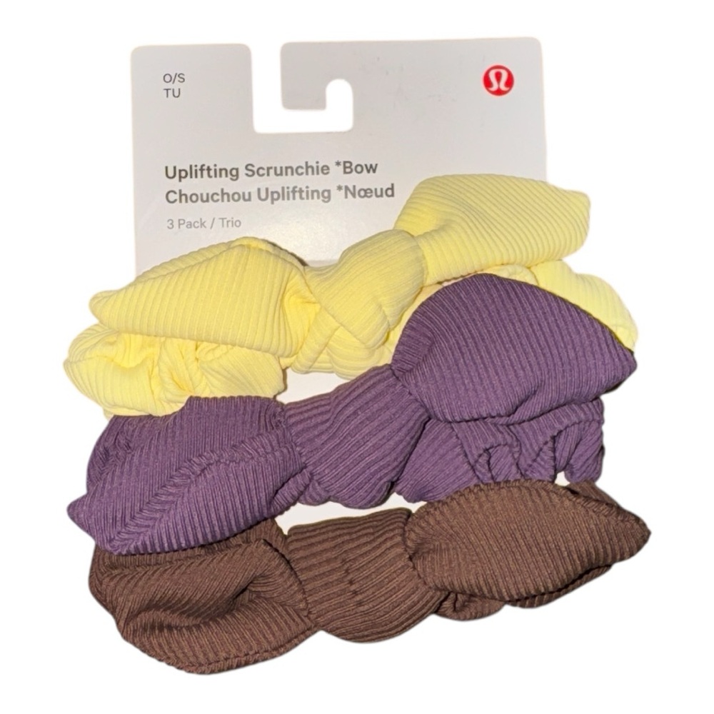 Lululemon Uplifting Scrunchie *Bow 3-Pack WSBY Grape Thistle Java NWT